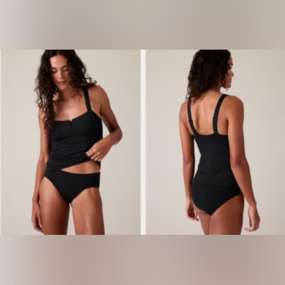 ATHLETA Square Neck V Bra Cup Tankini 36 B/C | Black Swim Top - Picture 1 of 12